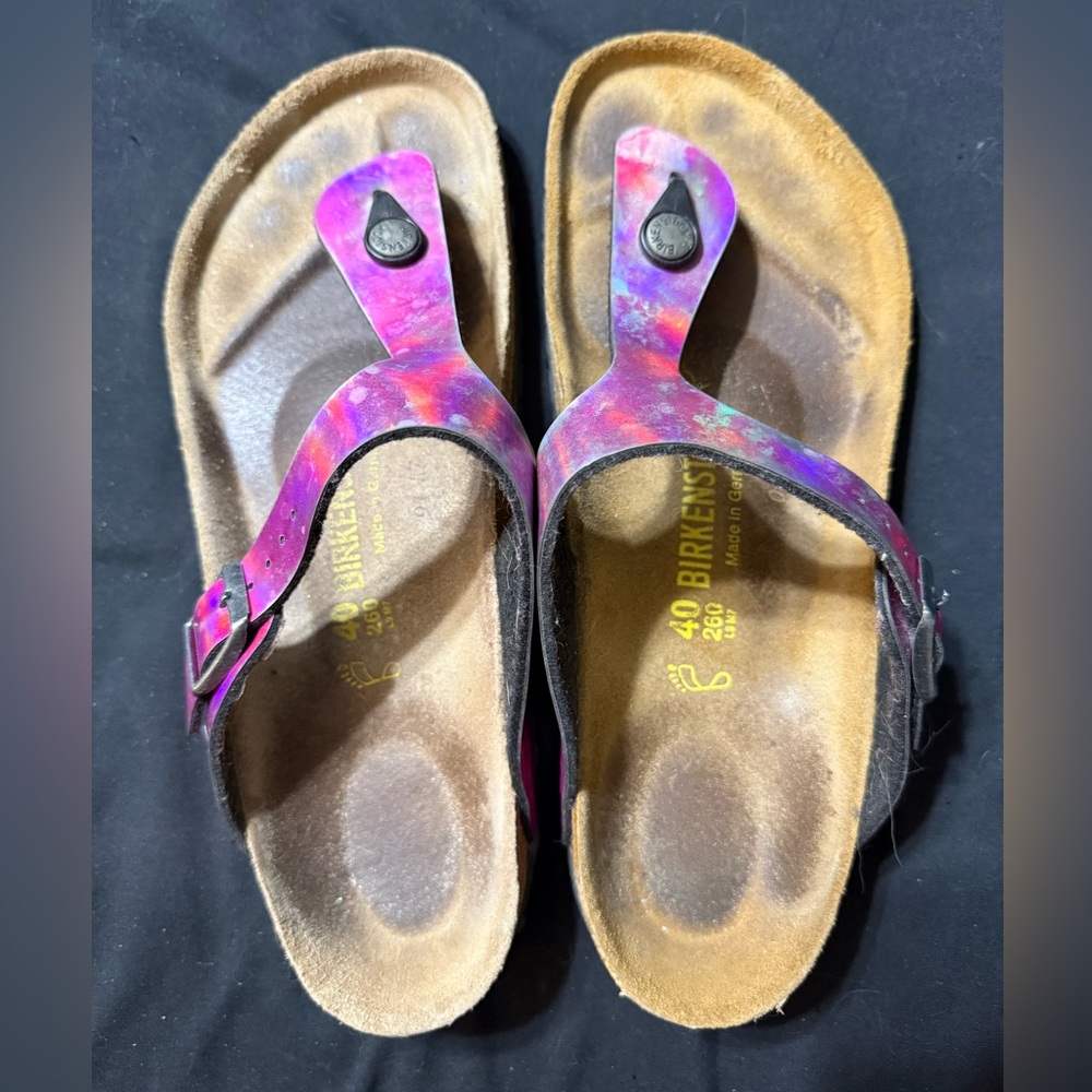 Birkenstock Tie-Dye Sandals with Pink and Purple